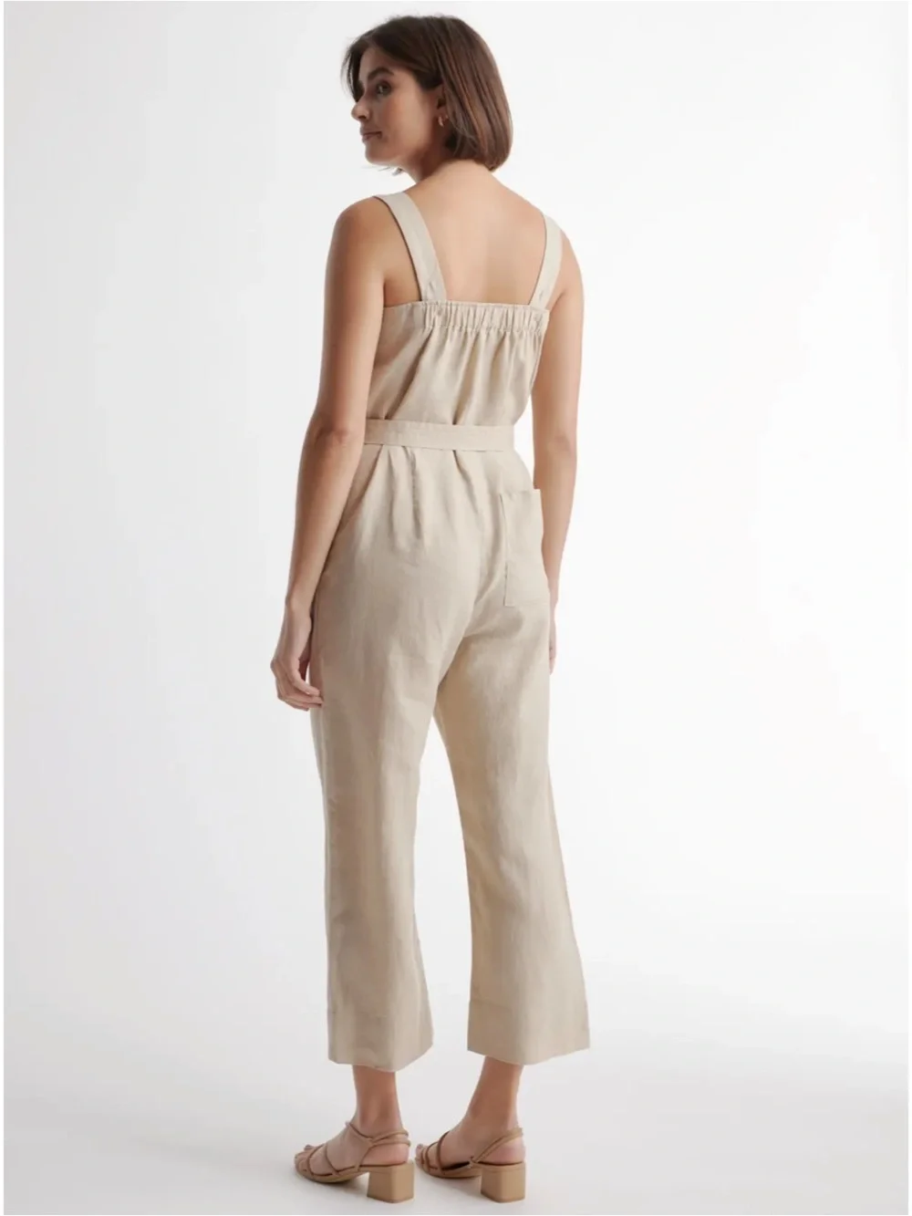 Quince 100% European Linen Square Neck Jumpsuit